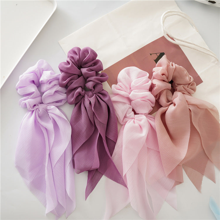 Chiffon plain scrunchies with tail