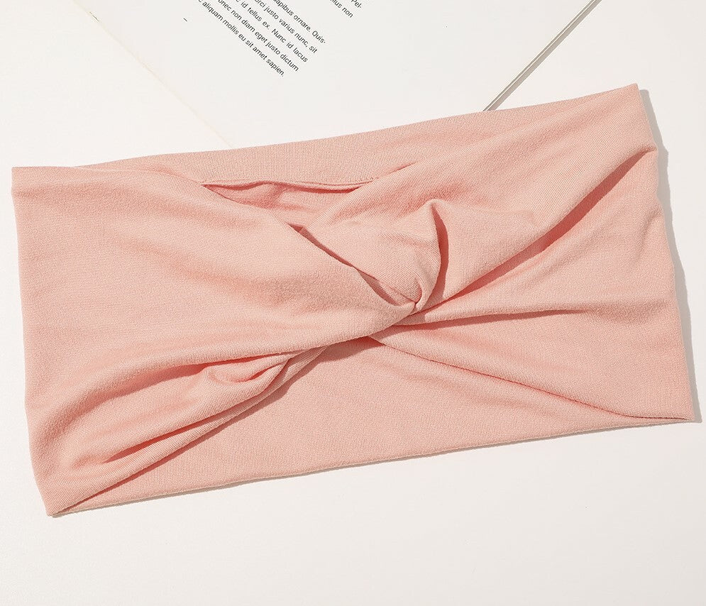 2-way stretchy jersey cotton headband in plain colours