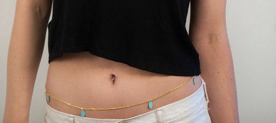 Green stones belly chain