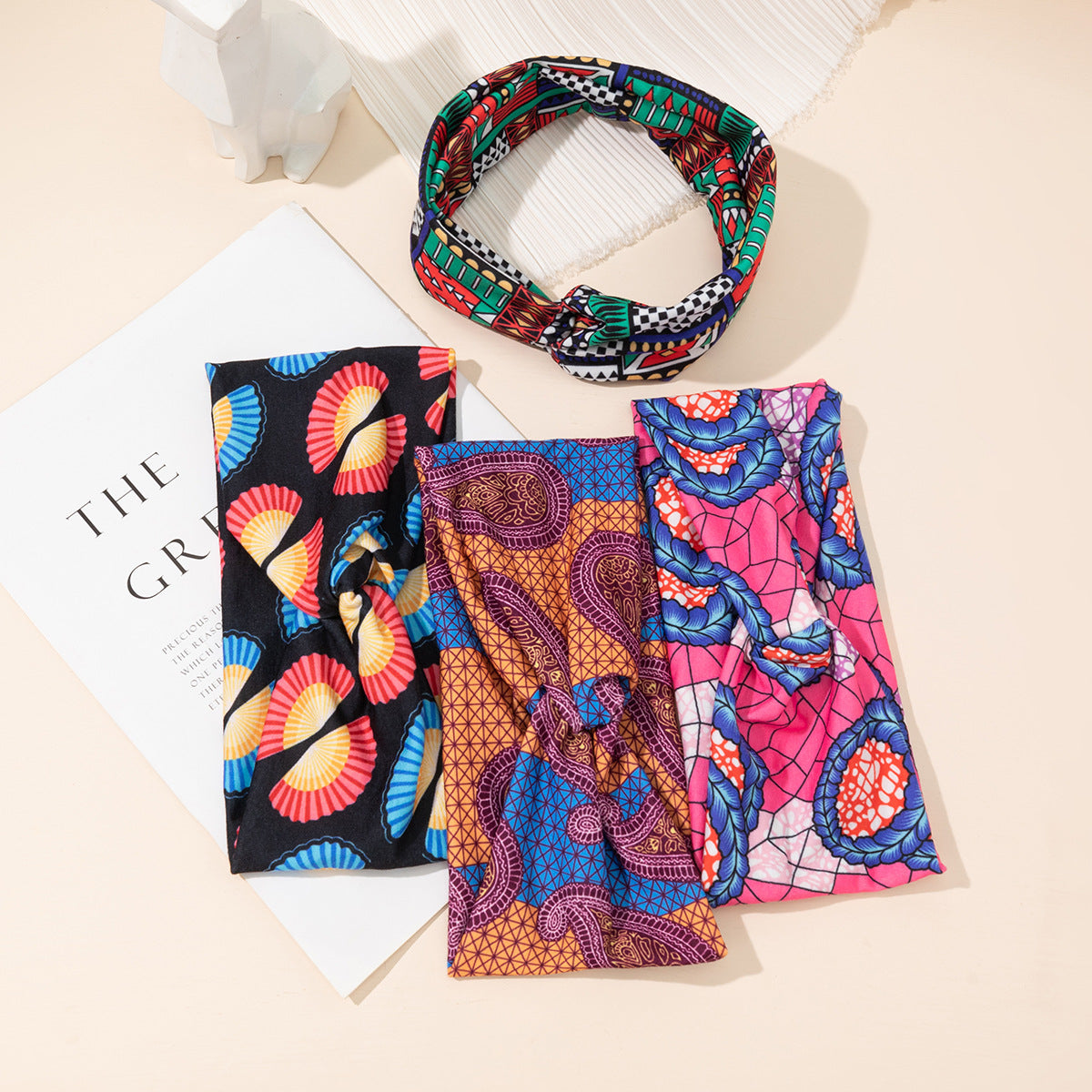 Multicoloured thin twist front stretchy headband