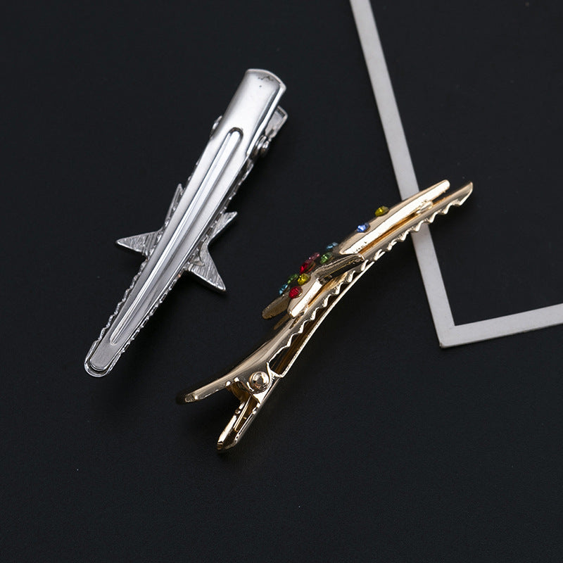 Multicolour rhinestones metal star Ibis hair slide