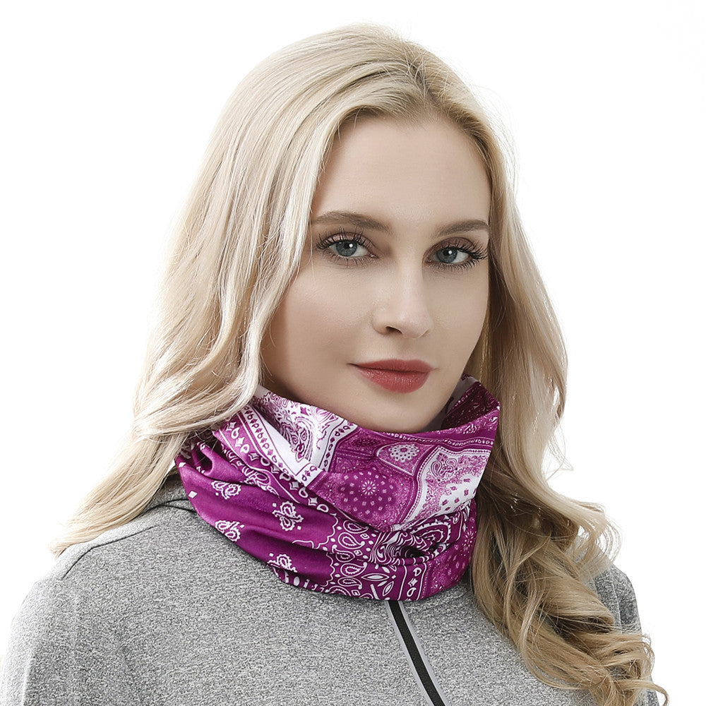 Multi-purpose seamless head wrap in paisley print