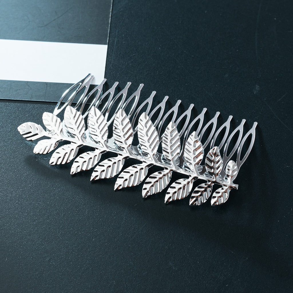 Metallic leaf hair comb