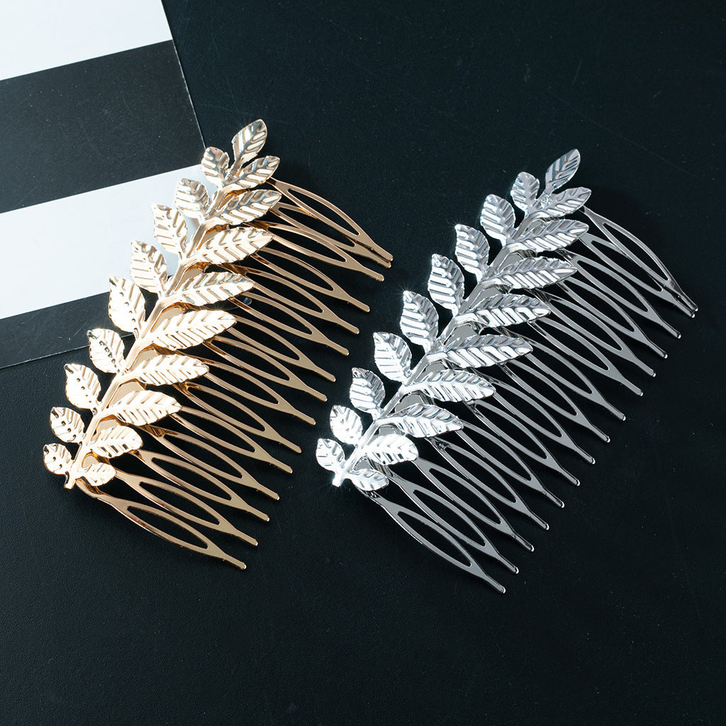 Metallic leaf hair comb