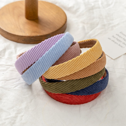 Plain colour corrugated corduroy headband