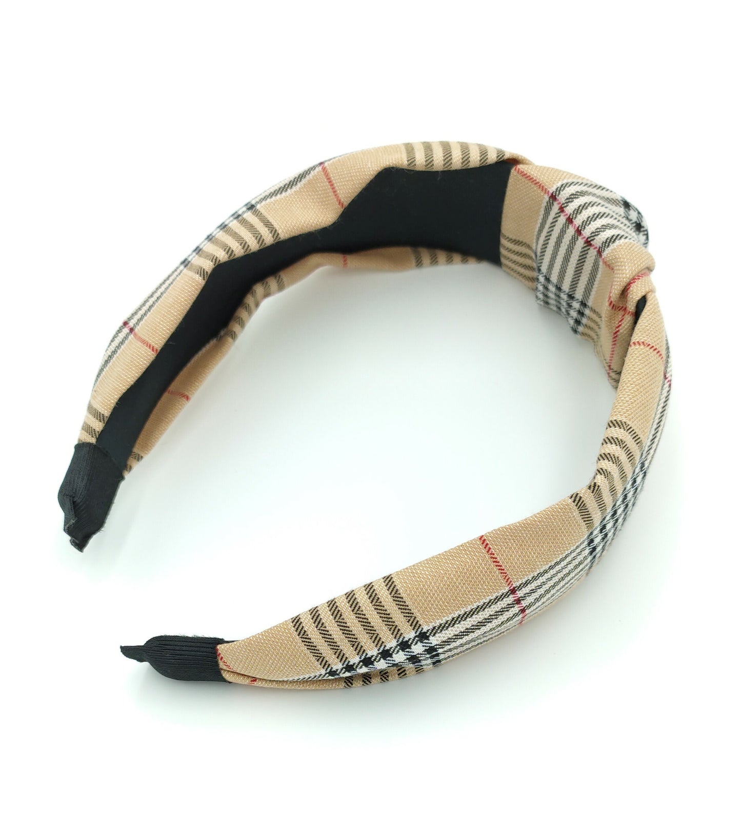 Scotch plaids knotted headband in beige