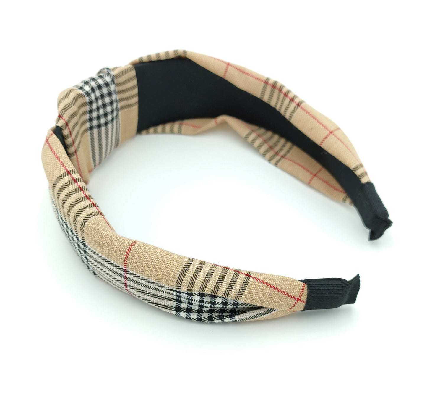 Scotch plaids knotted headband in beige