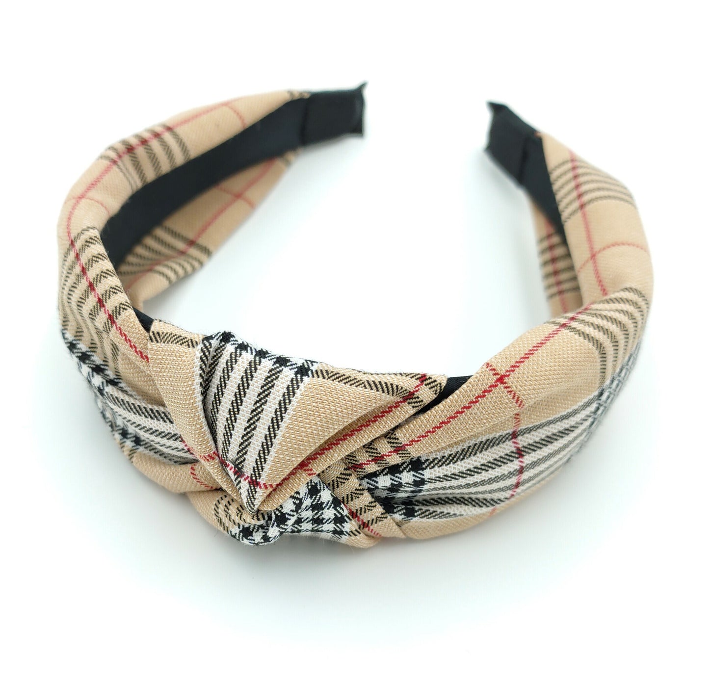 Scotch plaids knotted headband in beige