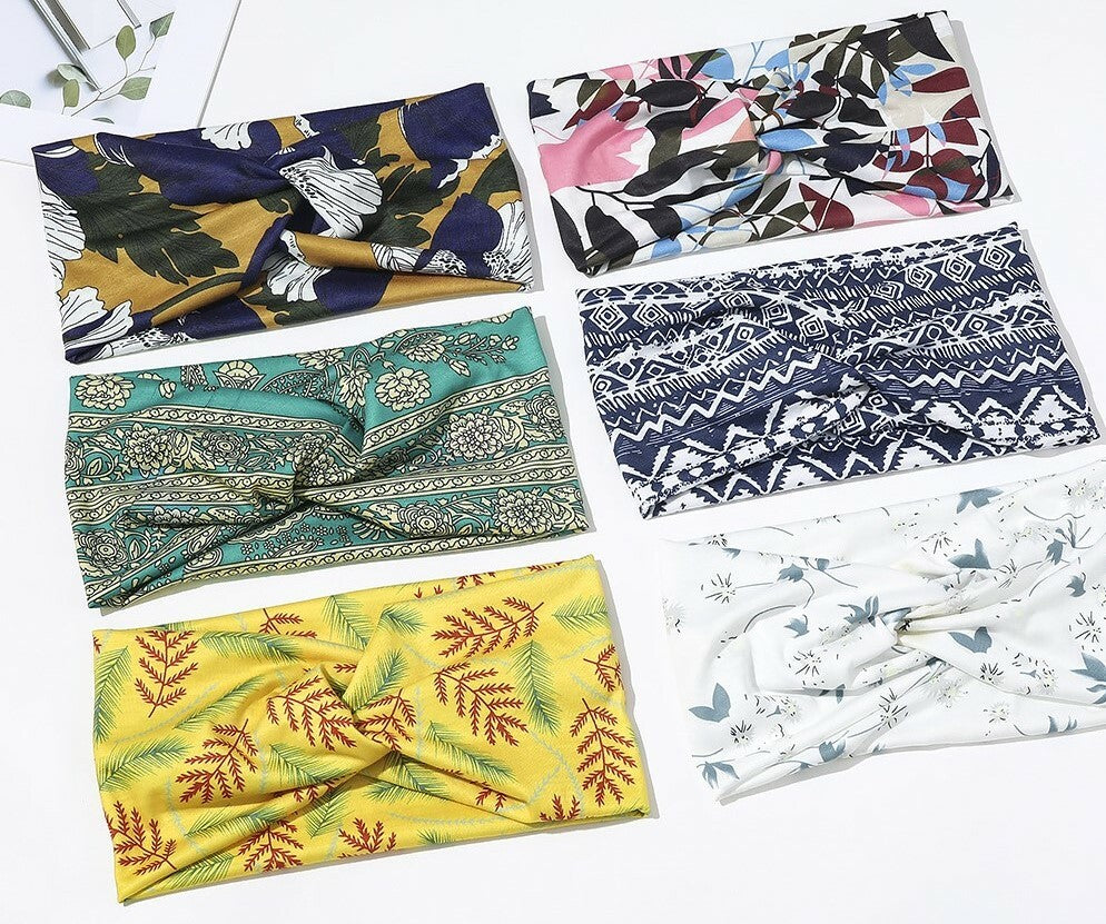 2-way stretch headband in multi-coloured printings