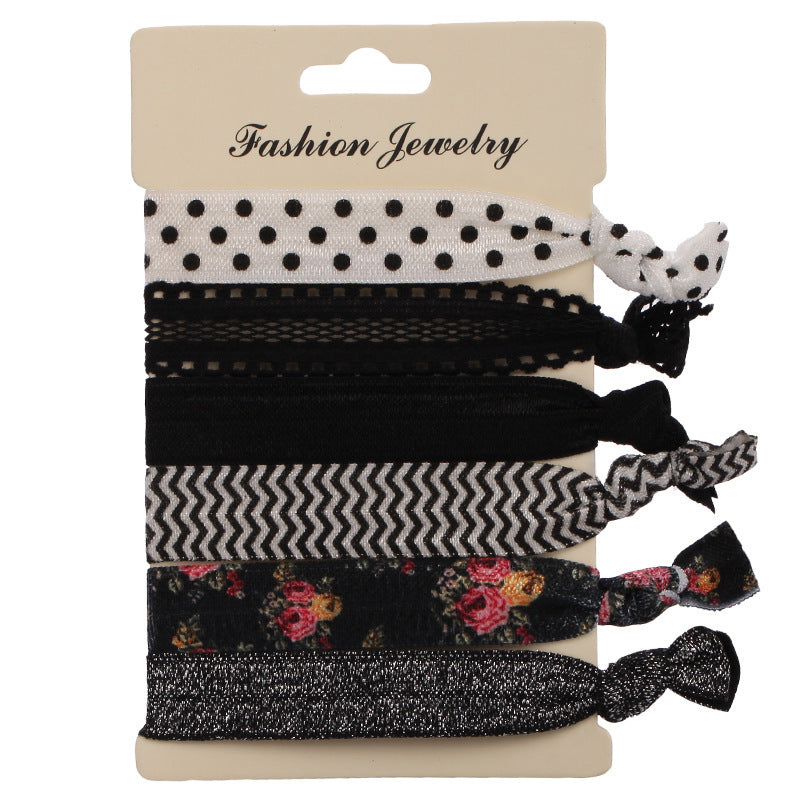 Printed elastic hair tie pack