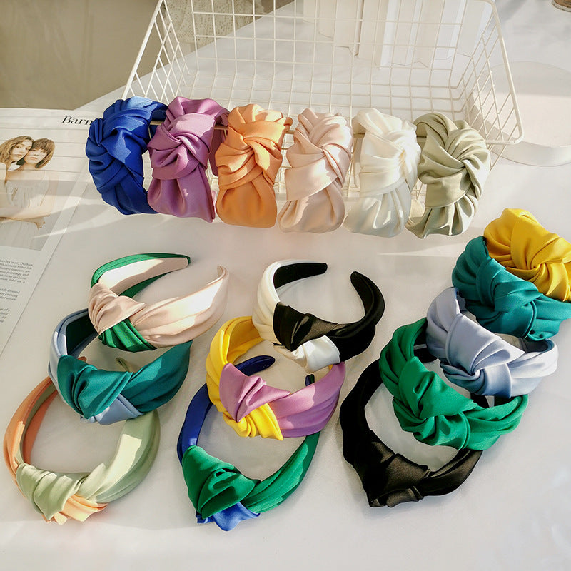 Premium silky satin knotted headband