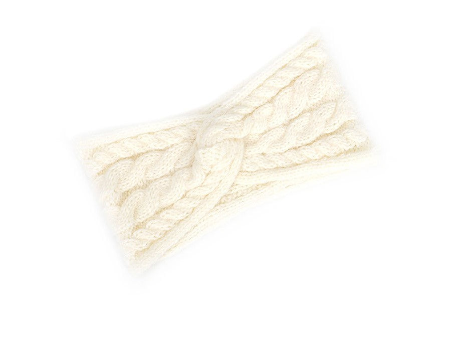 Double braids patterned twist front knitted headband