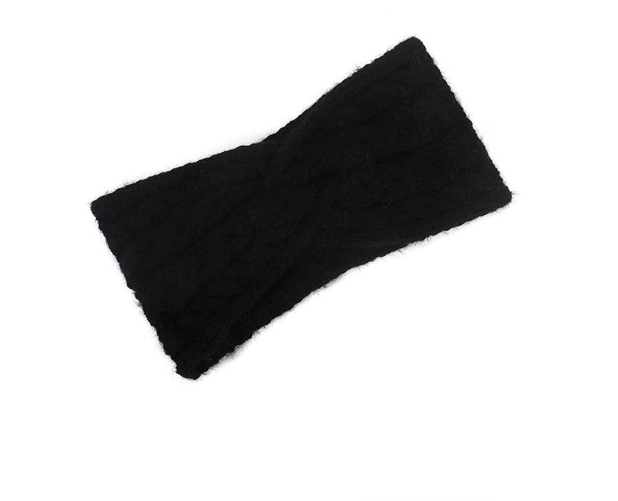 Double braids patterned twist front knitted headband