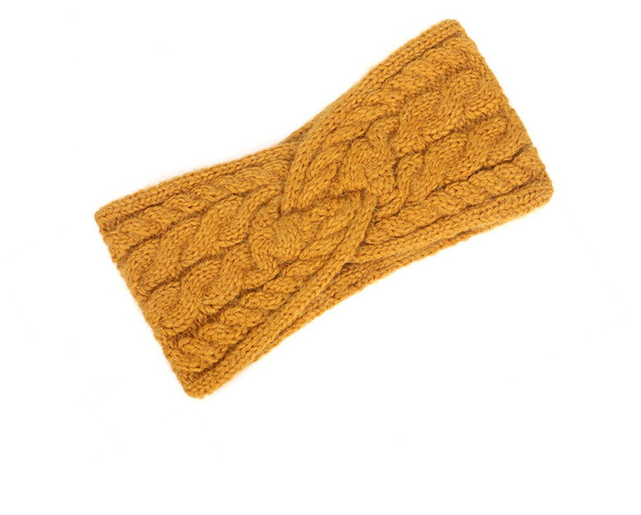 Double braids patterned twist front knitted headband