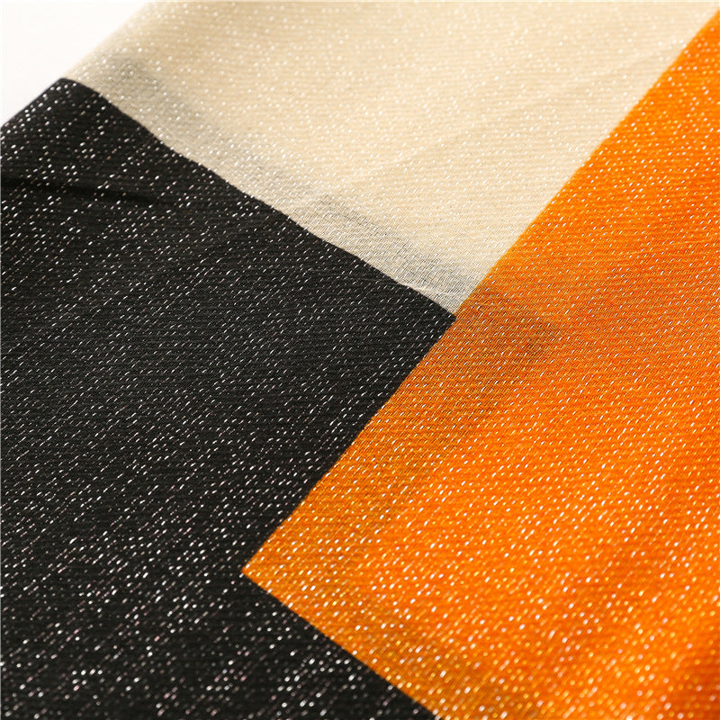 Silver tinsel black orange long scarf