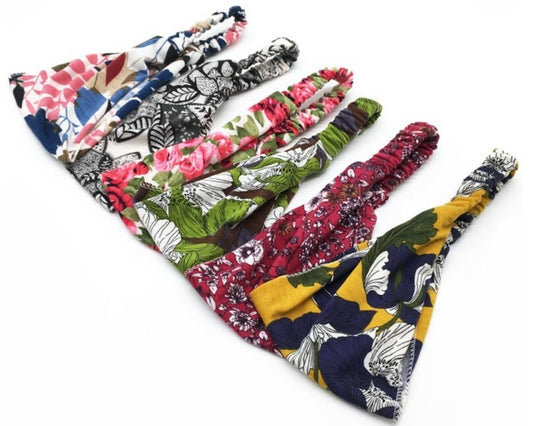 Printed thin cotton bandanna headband