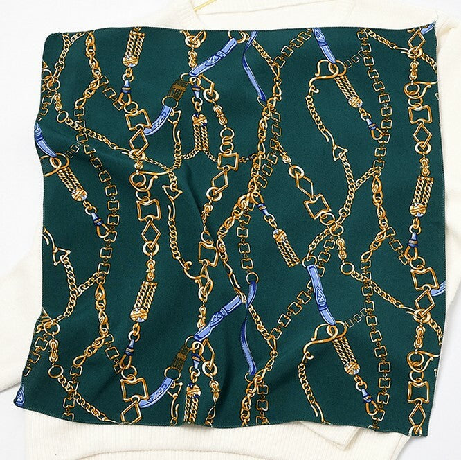 Chains patterned chiffon square scarf