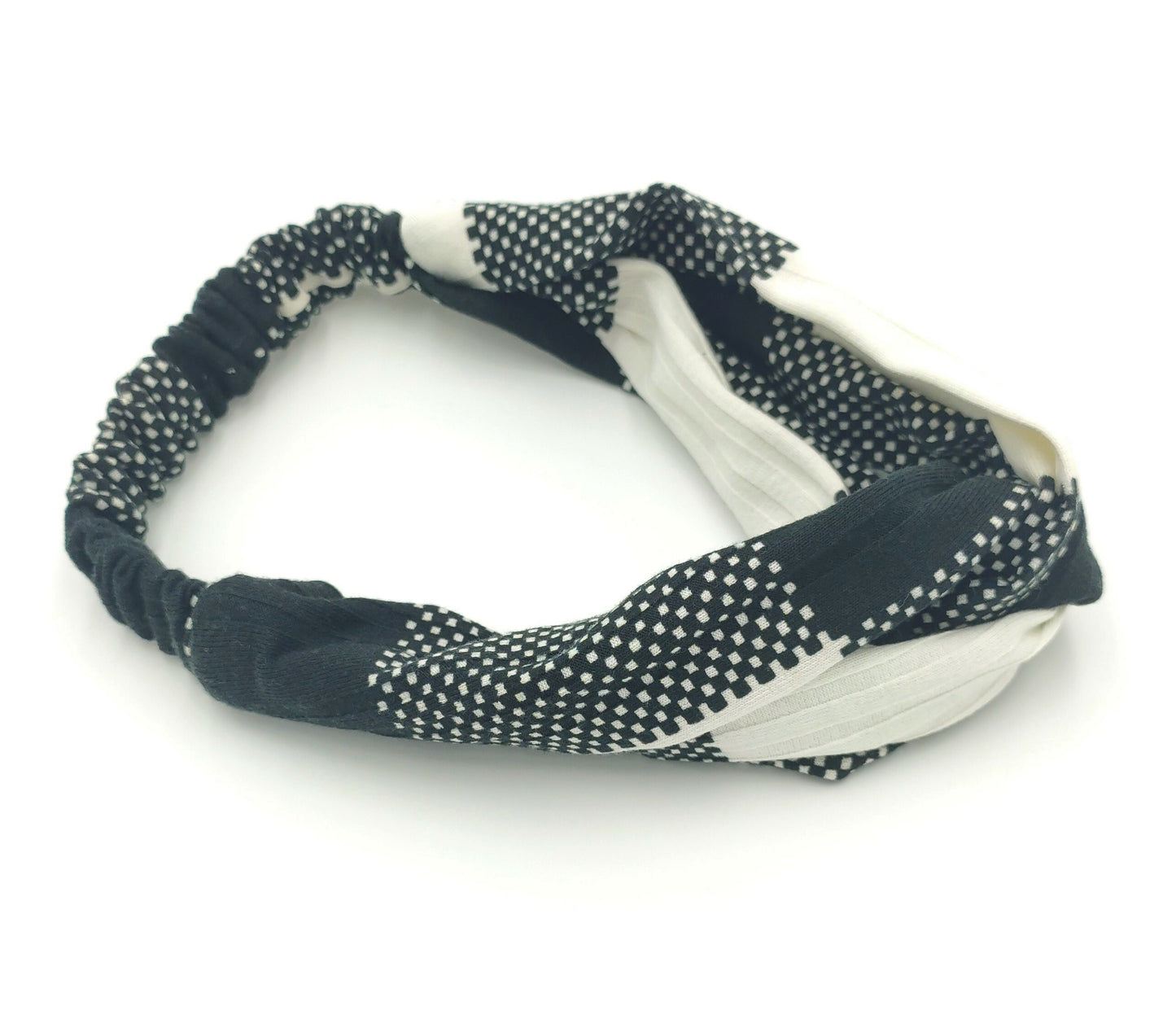 Black white knitted elastic headband