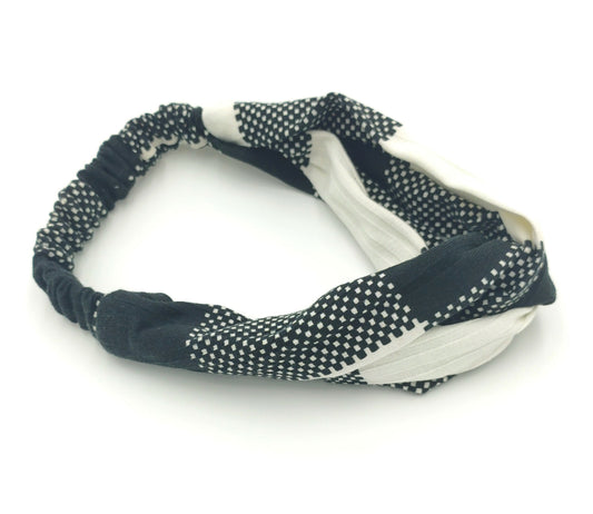 Black white knitted elastic headband