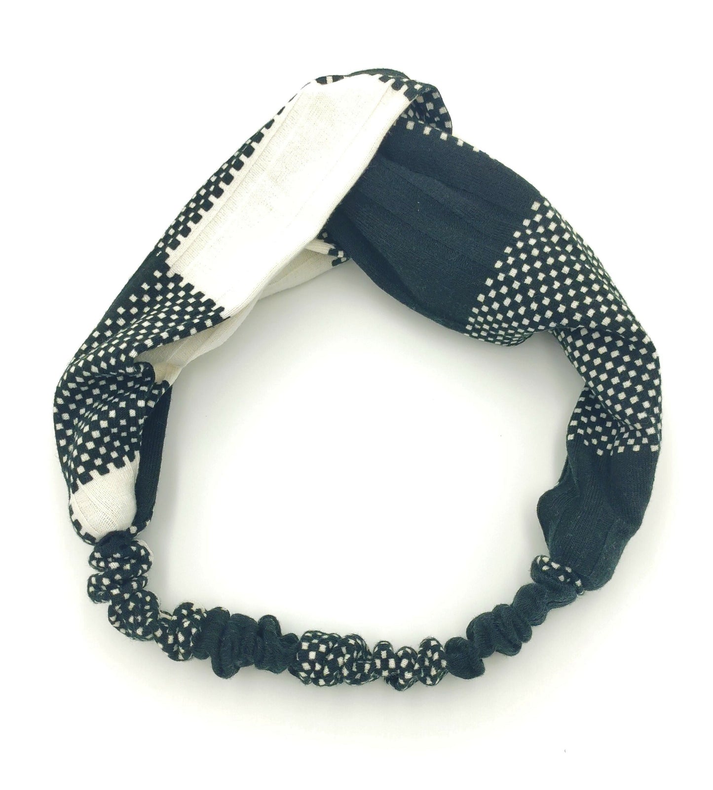 Black white knitted elastic headband