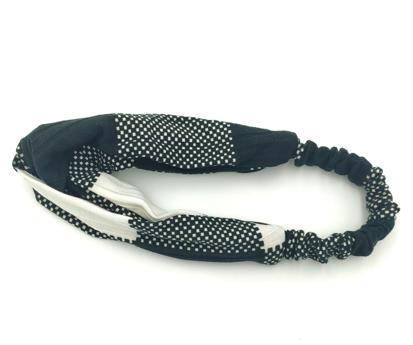 Black white knitted elastic headband