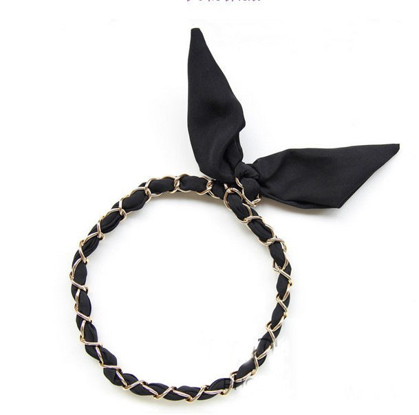 Chiffon + golden chain twist hair scarf