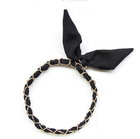 Chiffon + golden chain twist hair scarf