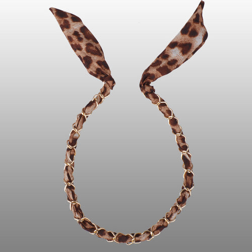 Chiffon + golden chain twist hair scarf