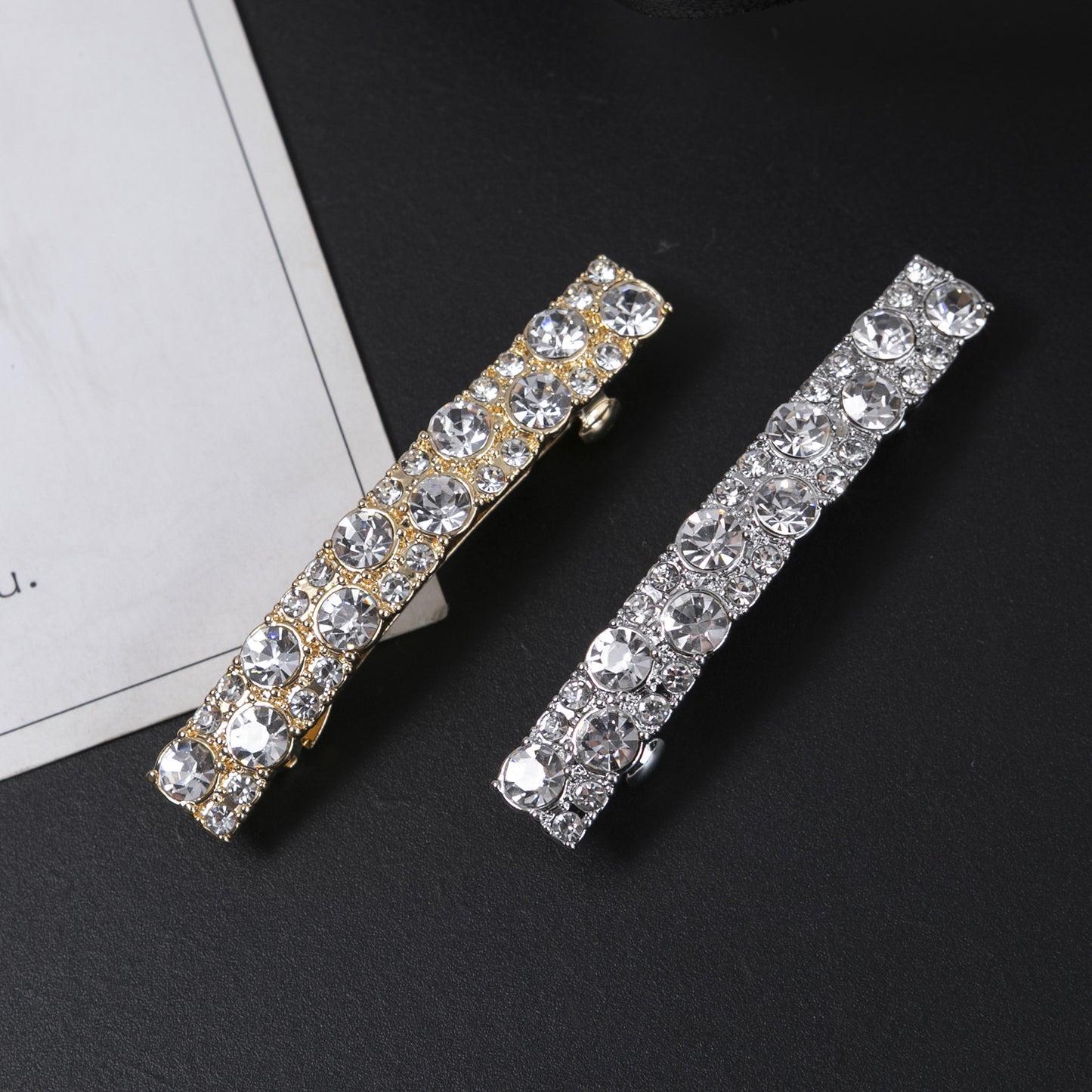Rhinestones metallic hair barrette