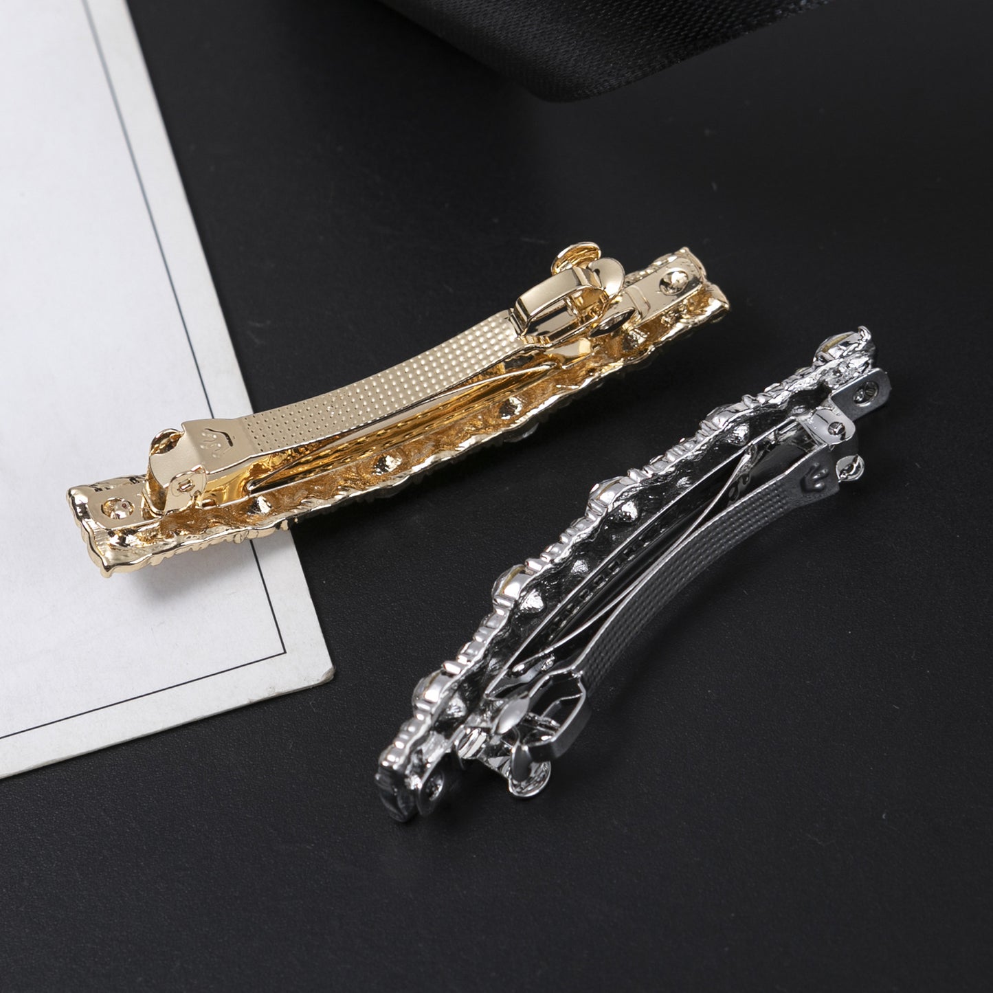 Rhinestones metallic hair barrette