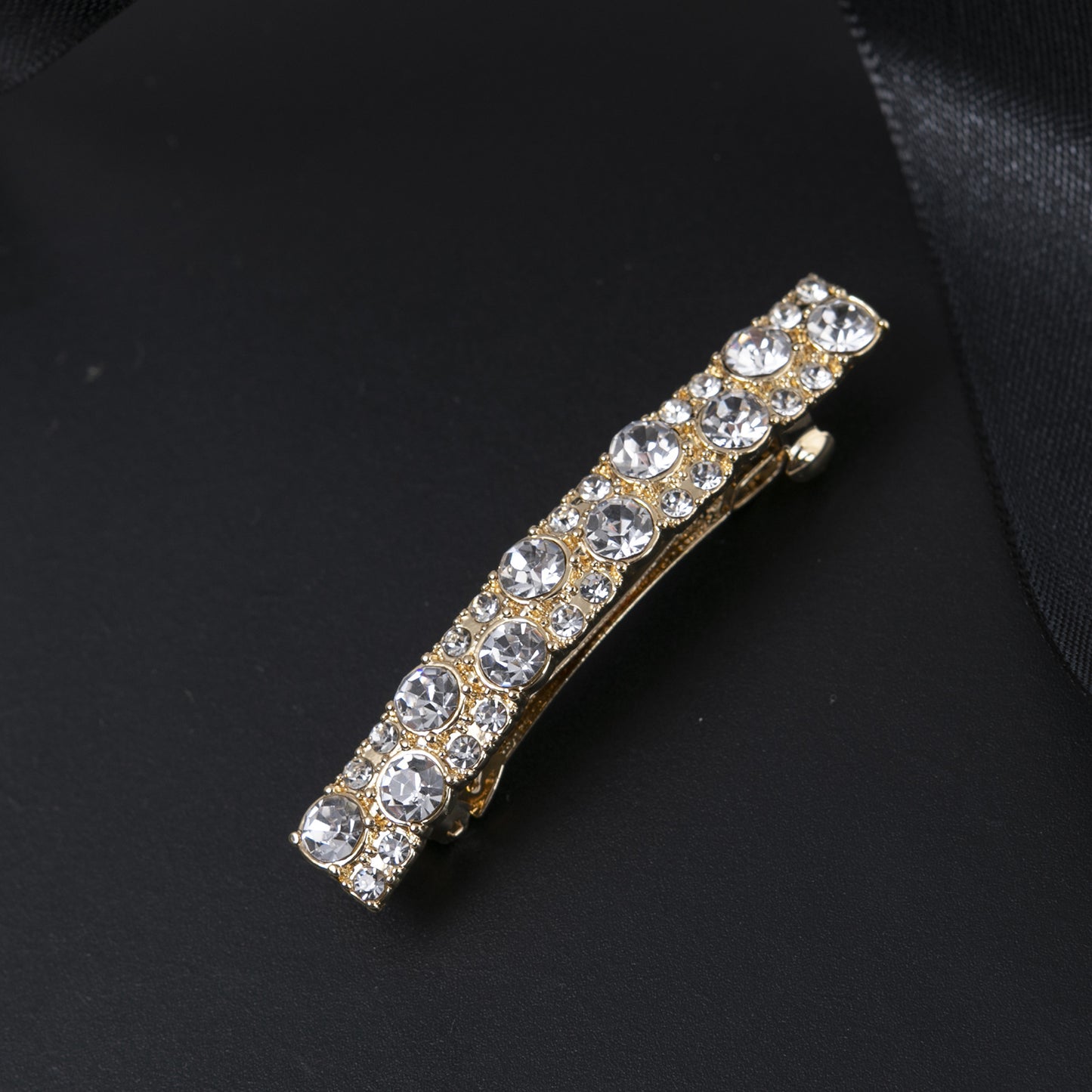 Rhinestones metallic hair barrette