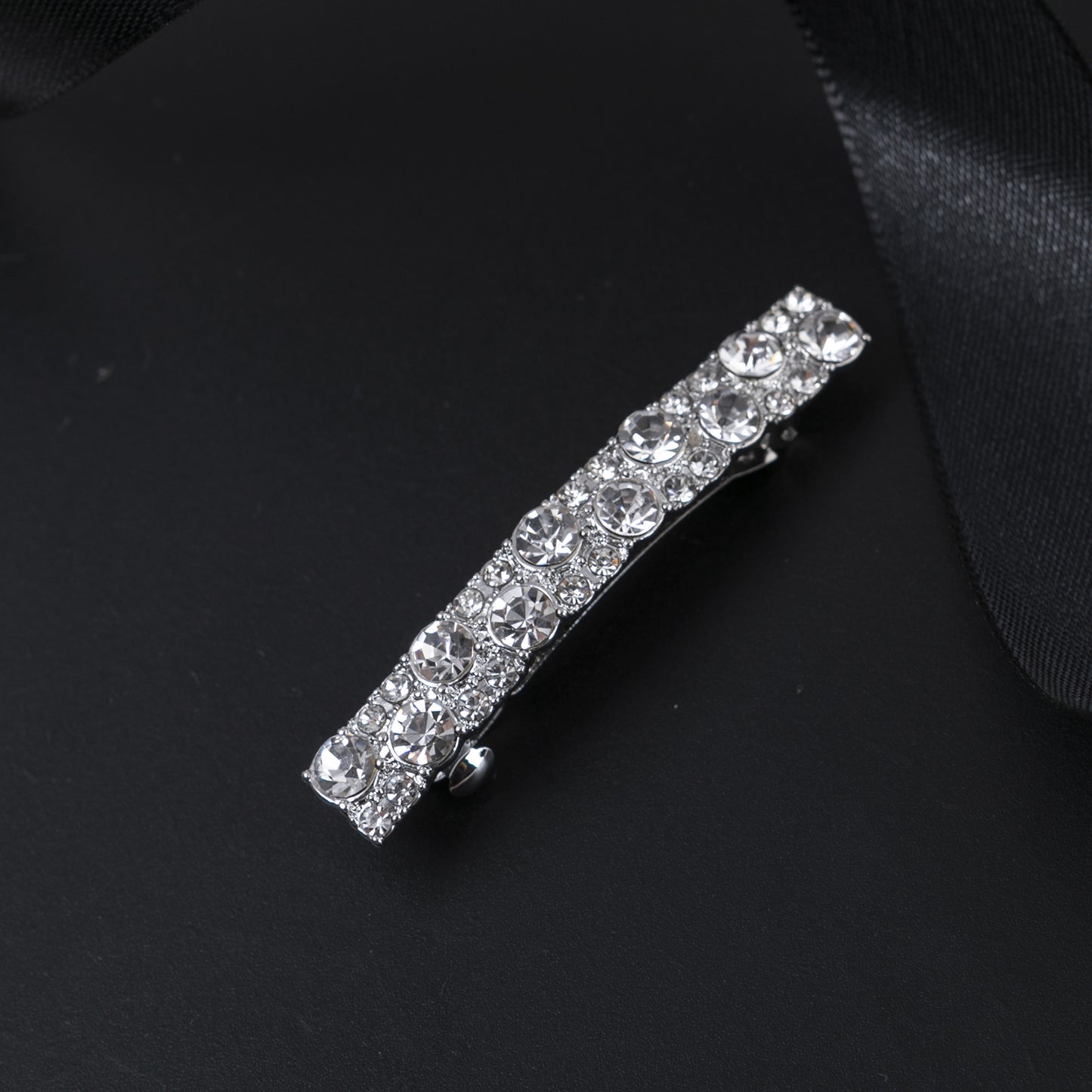 Rhinestones metallic hair barrette