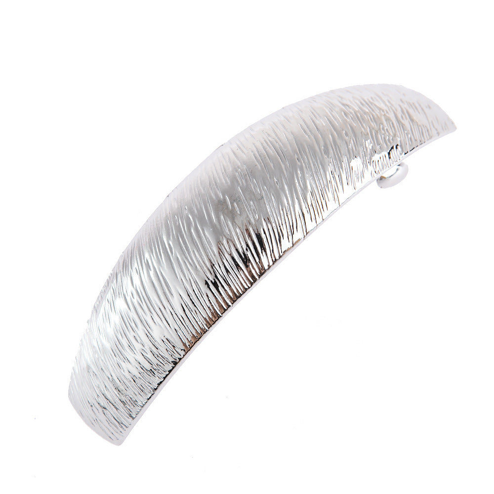 Oval Brushed metal hair barrette