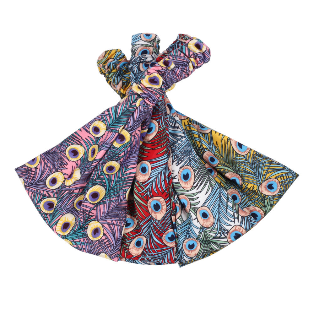 Multi-coloured peacock bandanna headband