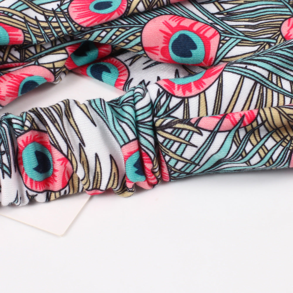 Multi-coloured peacock bandanna headband