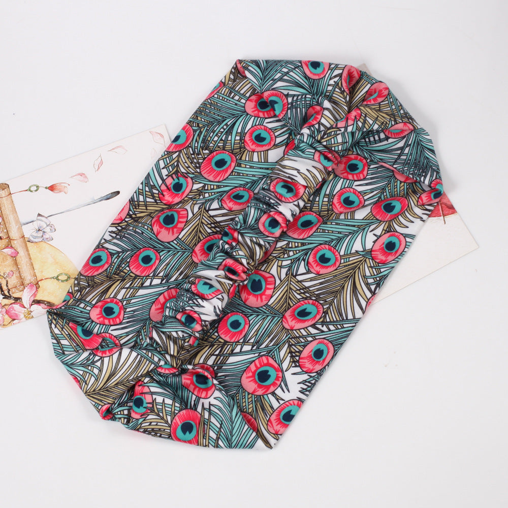 Multi-coloured peacock bandanna headband