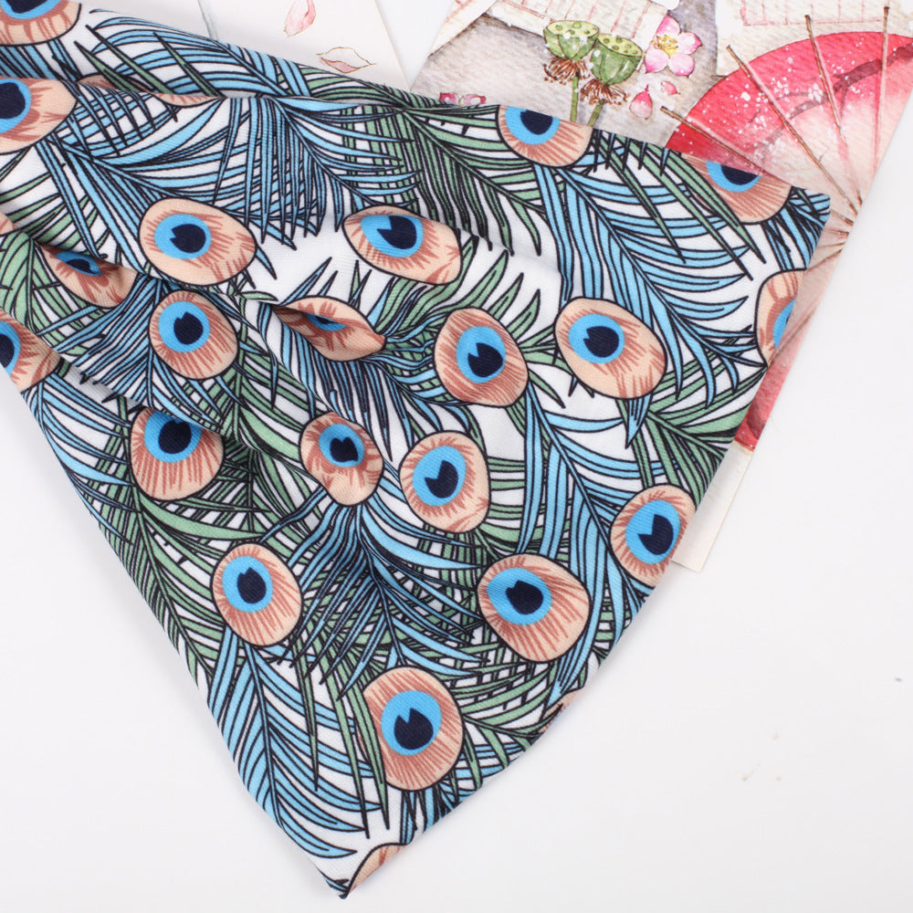 Multi-coloured peacock bandanna headband