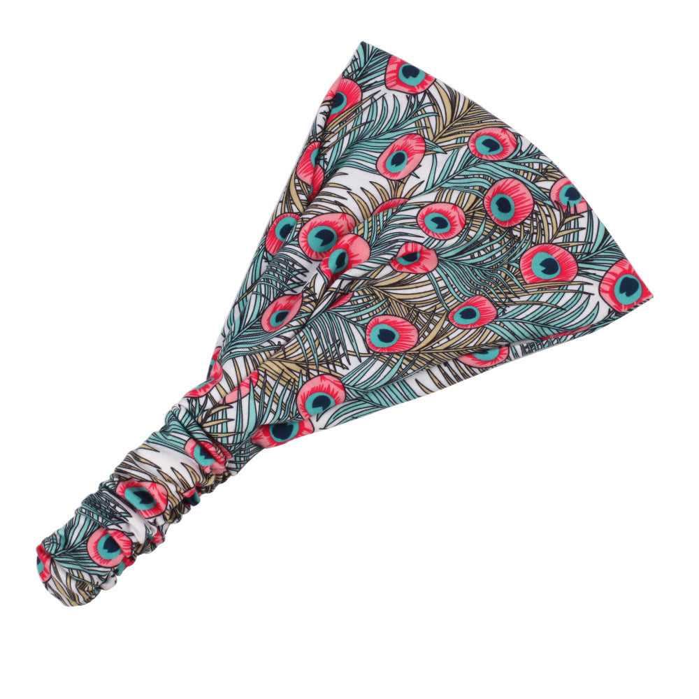 Multi-coloured peacock bandanna headband