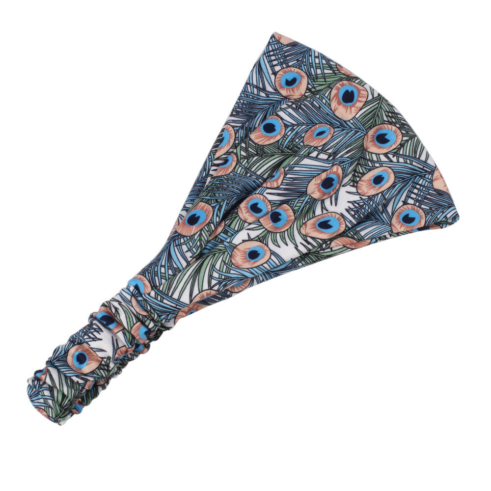 Multi-coloured peacock bandanna headband