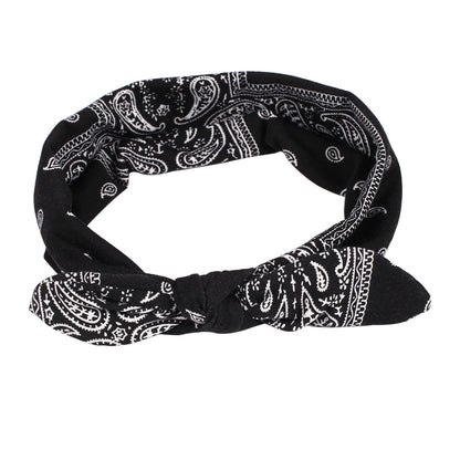 Paisley print stretchy headband with bow