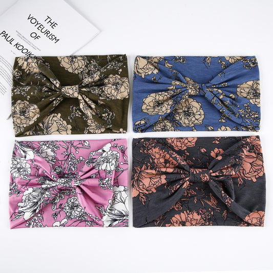 Large flowers 2-way bandanna headband