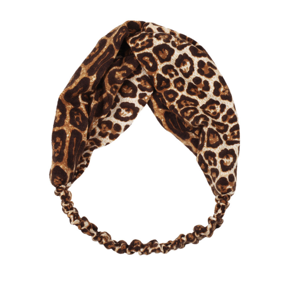 Twist front leopard elastic headband
