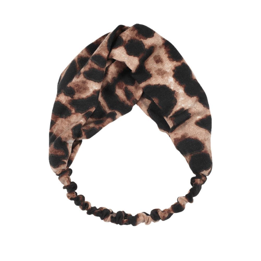 Twist front leopard elastic headband
