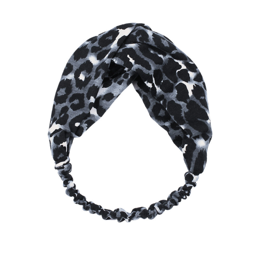 Twist front leopard elastic headband