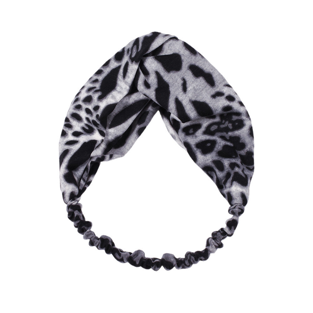 Twist front leopard elastic headband