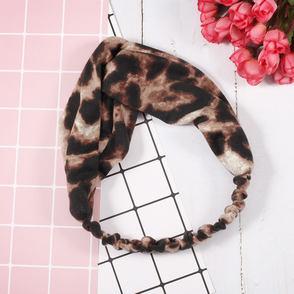 Twist front leopard elastic headband