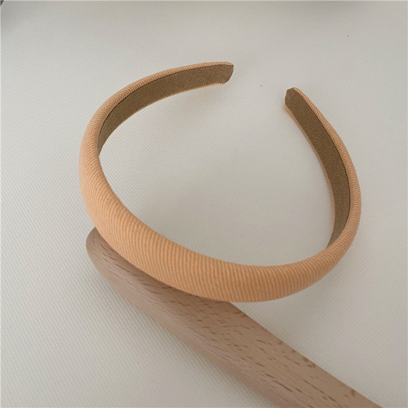 Thinly padded ribbed cotton plain colour headband