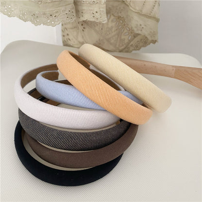 Thinly padded ribbed cotton plain colour headband