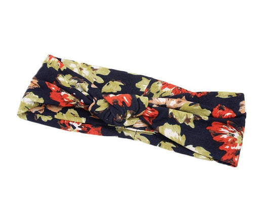 Floral knot front stretch headband