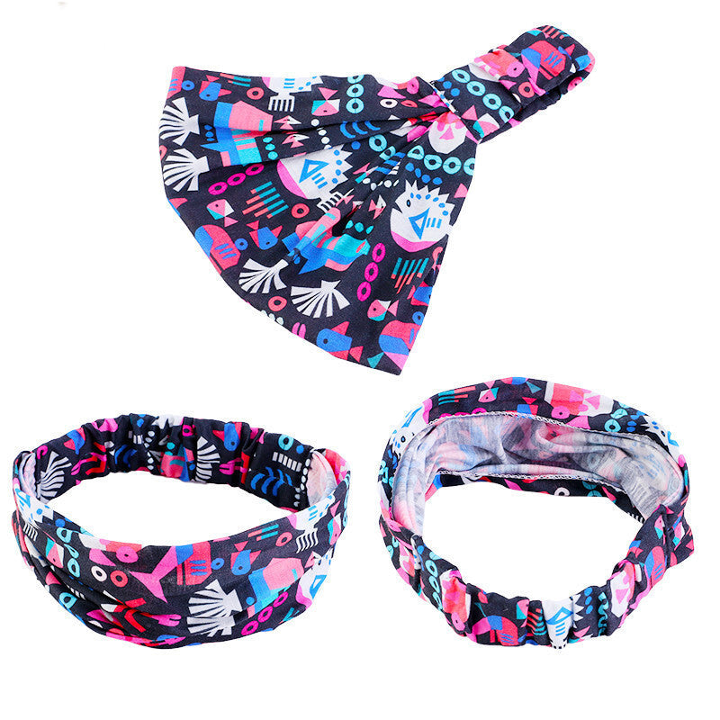 Super wide multi-coloured bandanna headband